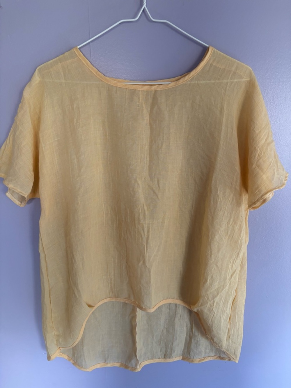 Light Yellow Women’s Short-Sleeve Linen Top